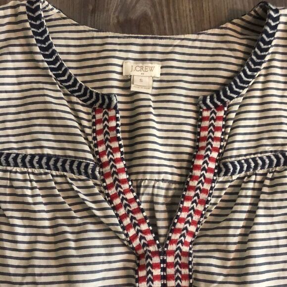 J.CREW 100% COTTON PULLOVER LIGHTWEIGHT BLOUSE RED WHITE AND BLUE SIZE SMALL - Picture 4 of 8